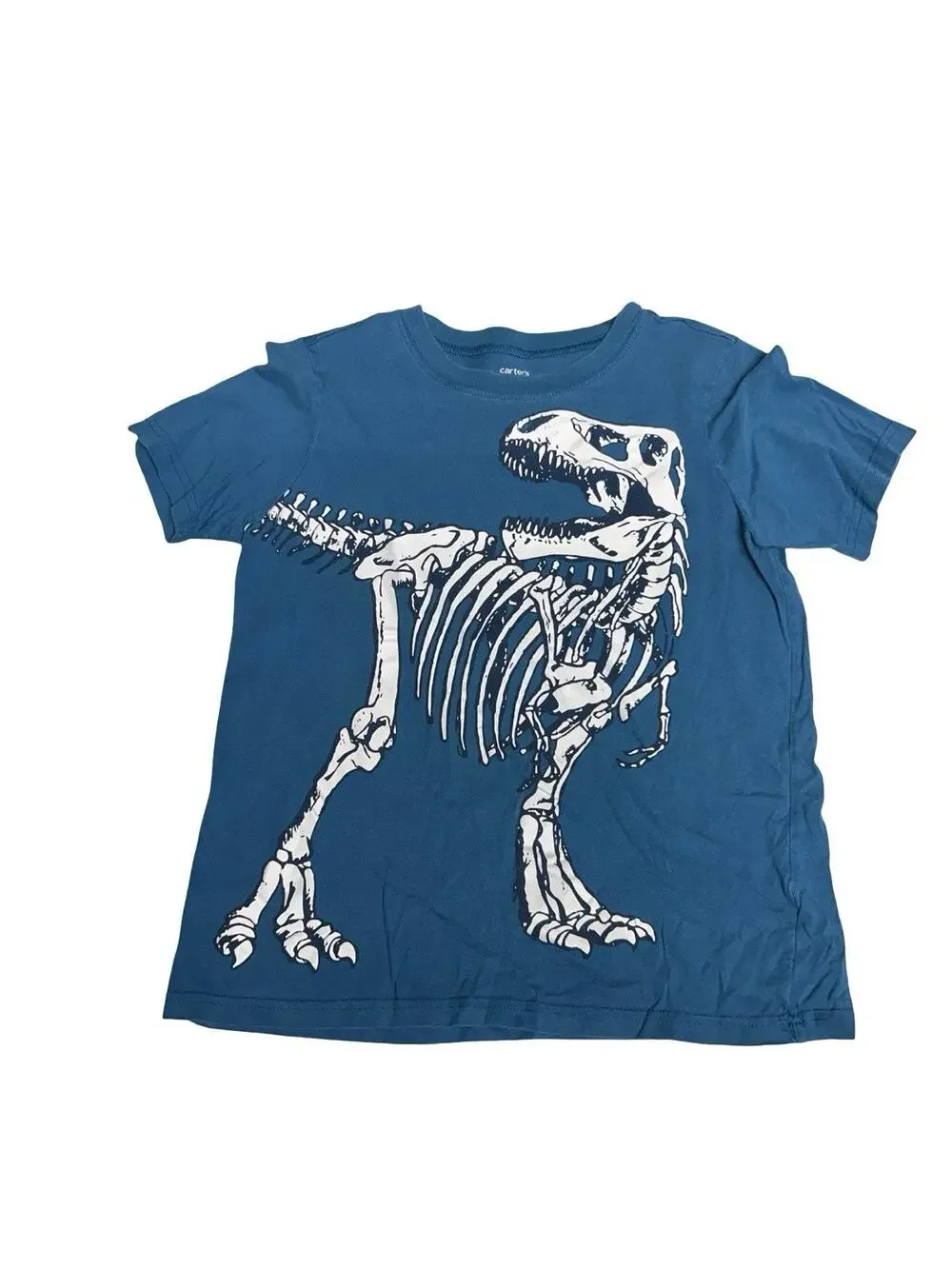 Carter’s Kids T-Rex Skeleton Graphic T-Shirt Boys Size 10 Blue Dinosaur Tee